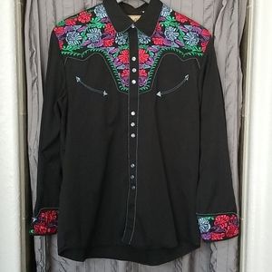 Mens Scully embroidered western shirt